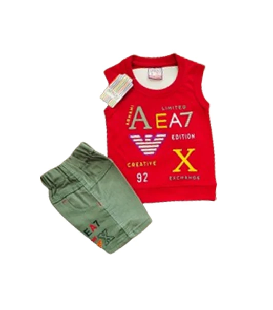 Hot Selling Summer 2pcs Kids Outfits Short Sleeve T-shirt and Shorts Plaid Casual Children Boy Clothes Set