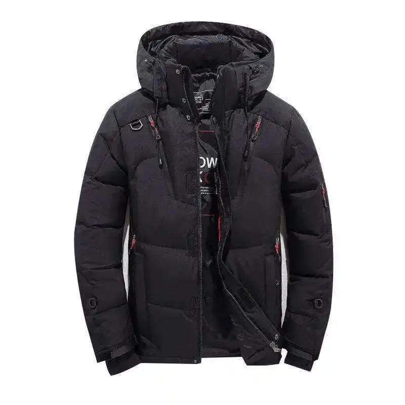 2024 Hot Selling Winter Puffy Warm Windproof Hooded Coat Shiny Puffer Jacket Outdoor Thick Down Jacket for Men MS-JS-0021