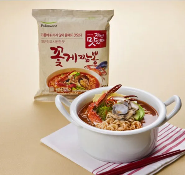 Pulmuone сухая черная бобовая Лапша Красный Краб jjjamppong передний перец масло зеленый лук масло растительное прямое обжигание Tonkotsu Ramen