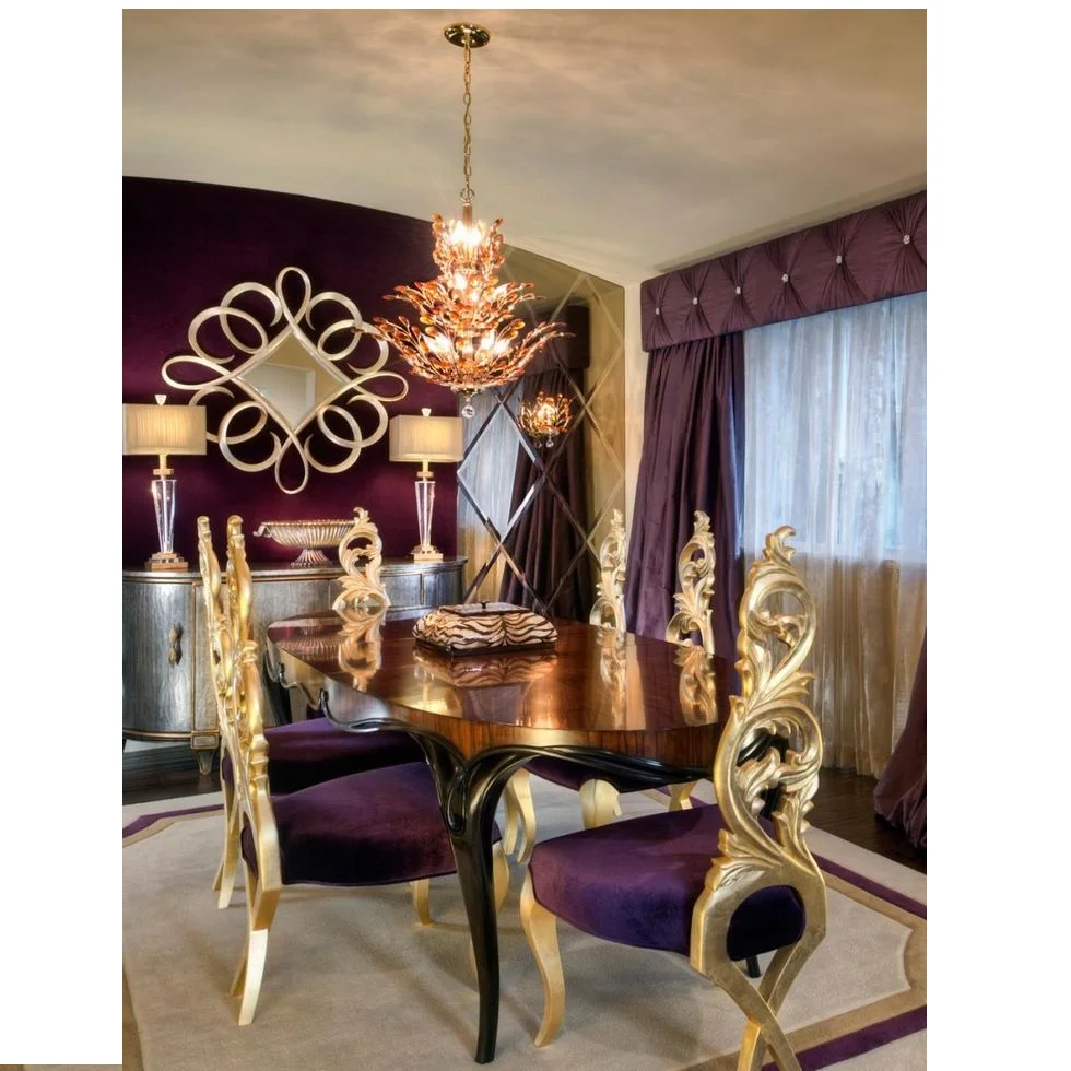 Antique Rustic Dining Table carved dining table teak Acacia Vietnam Table dining sets Antique 6 chairs wooden carved furniture