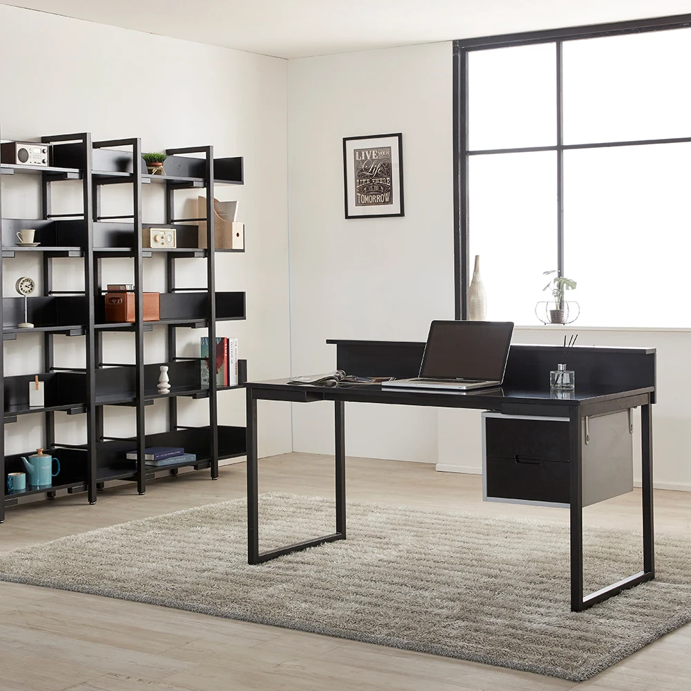 Contemporary furniture european american modern fashion wooden black metal square frame home desk