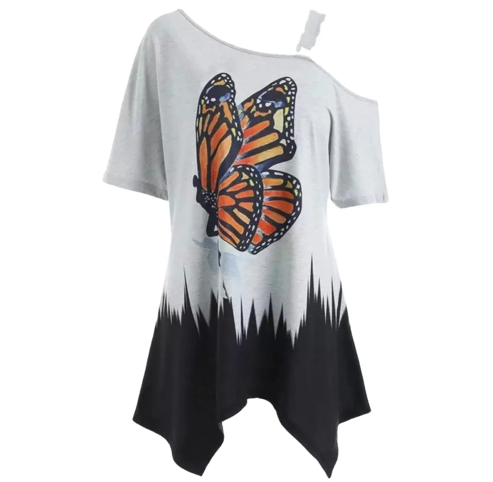 ew Long T Shirt Women Fashion Personalized Printing Short Sleeve T Shirt Dress Clothing Casual Custom Summer XXL Western Cotton