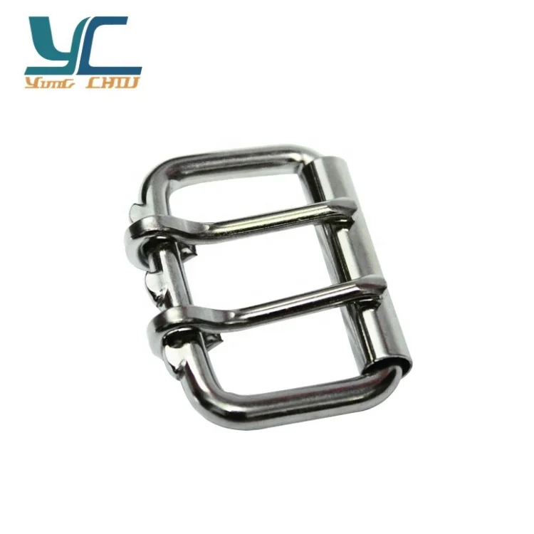 Custom logo 38mm Iron girth roller pin belt buckles