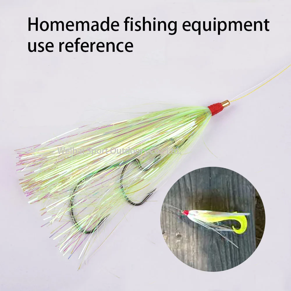 8cm10cm Mylar Flash Teaser Tuna Jig Fishing Lure Fly Bait Bucktail Bright Tinsel Fly Tying Material For Bass Rig Fishing