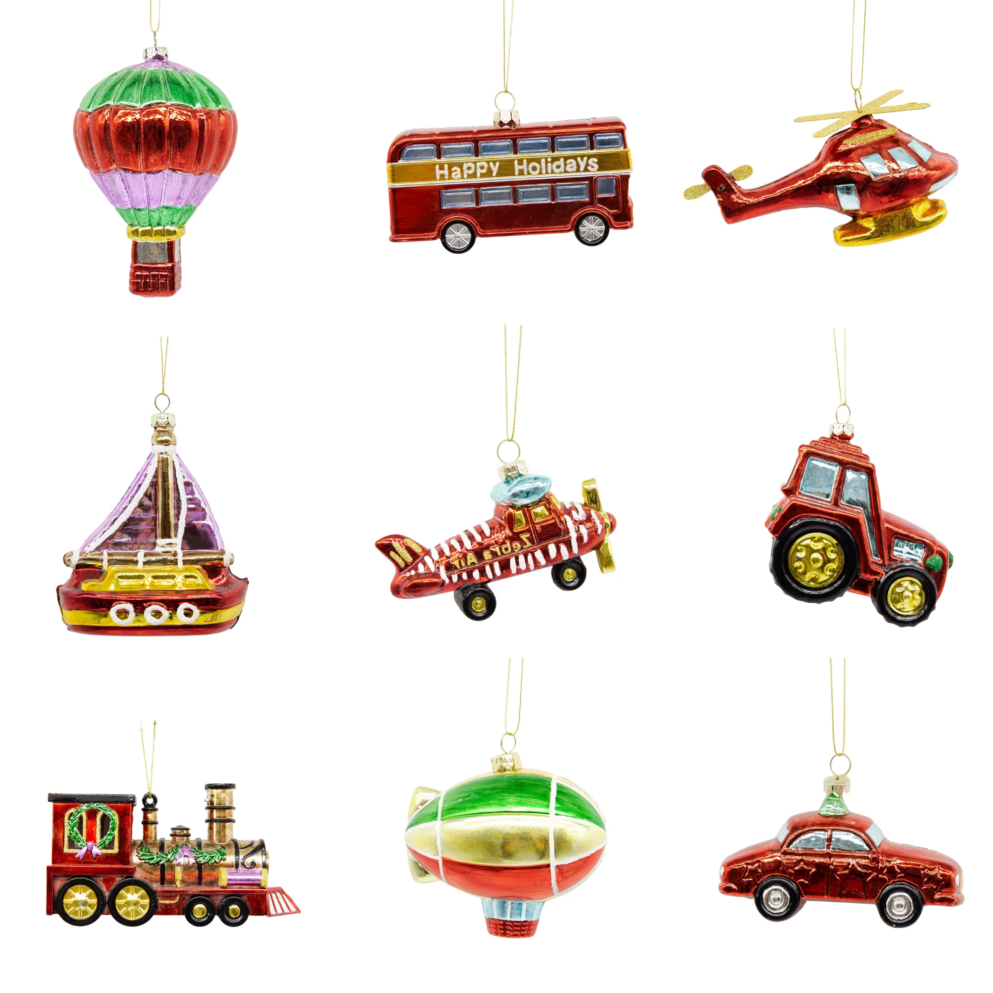 Manufacture Christmas Luxury Santa Balloon Ornament Decoration Vintage Red Car Bus Train Airplane Xmas Ball Party Decor