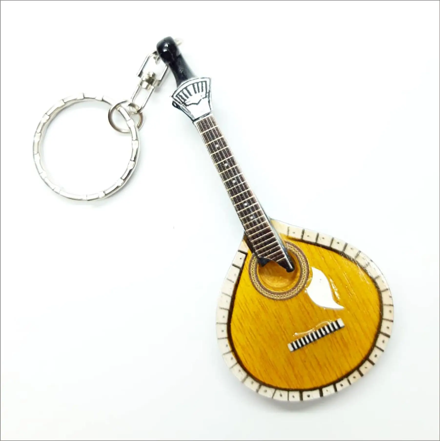 Miniature wooden portuguesse guitar keychain for decoration