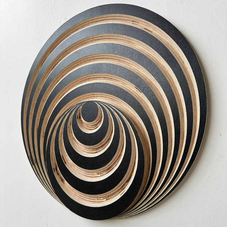 Engraved Geometric Wood Wall Art Rustic Art Deco Design Wood Wall Hanging Decor for Housewarming Unique New Wood Art for Home