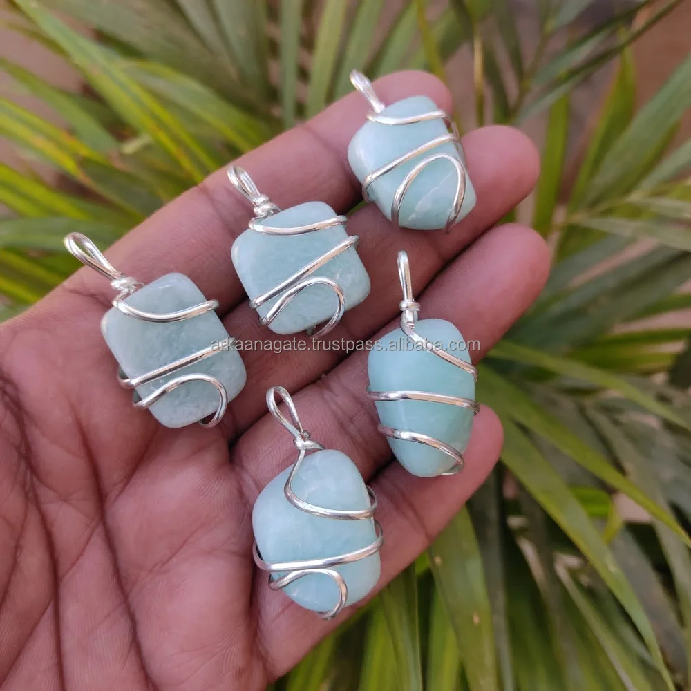 Wholesale Natural Crystal Red Jasper Wire Wrapped Tumble Stone Pendant hand polished hand made sun shine Pendant for sale