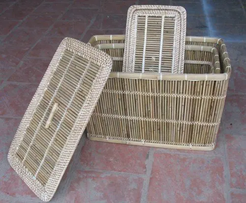 Natural Bamboo Laundry Basket With Fabric Bag In Bedroom Closet Laundry By Vitrapro