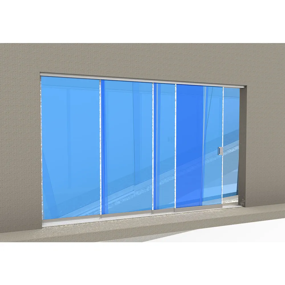 Frameless sliding glass door aluminum interior office door double soft closing 8 wheel sliding system for office villa