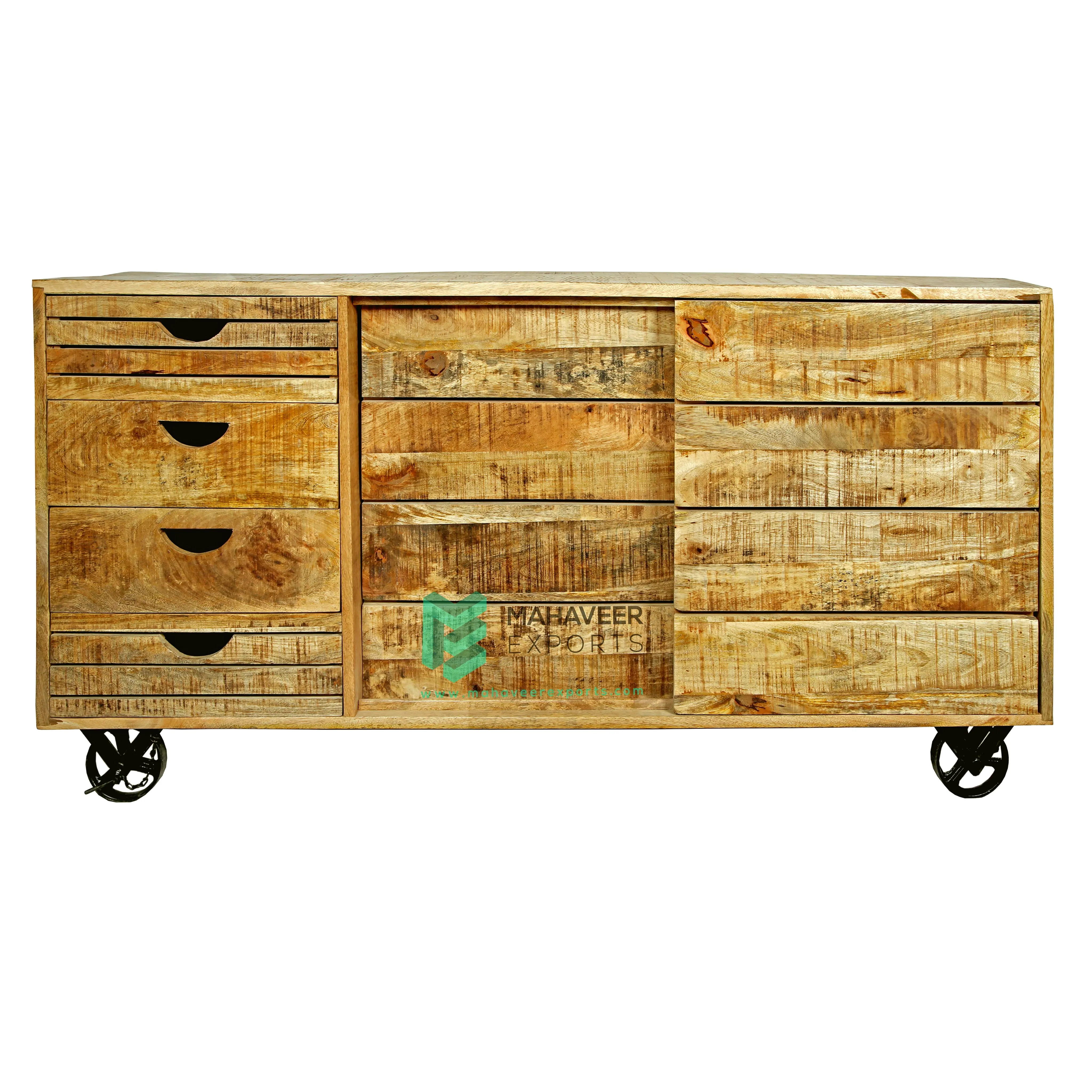 Hand Carved Wooden Two Door Four Drawer Sideboard Cabinet For Living Room / Kitchen Best Quality Multi-Functional Furniture