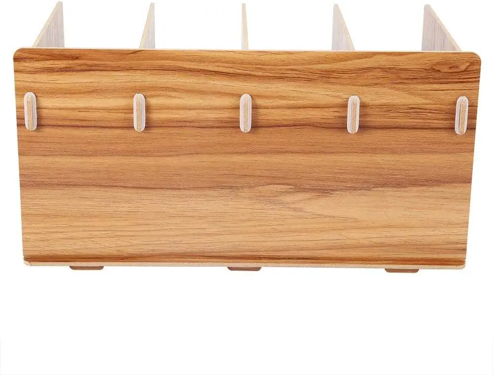 Wooden DIY Multifunctional Desktop Bookshelf Storage Rack Books DVD Magazine Holder for Students Teachers Kids Adult(Cherry Wood