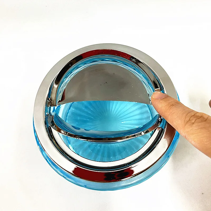 GOURMAID Round Heavy Duty Glass Smoking Ashtray for Indoor and Outdoor Home Office Tabletop