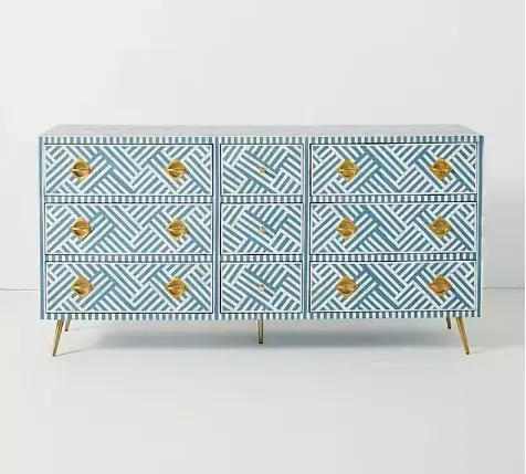 Indian Handmade Bone Inlay Furniture Chest of Drawer Wooden Modern Floral Pattern End table Side table Luxury Home Decor