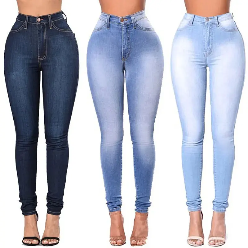 2024 wholesale high fashion skinny trousers for women sexy ladies high waist pants breathable stretch denim jeans for Ladies