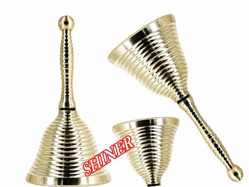 Nautical Brass Hand Bell Classroom Service School Dinner Hand Bell Reception Brass Call and Game Pooja Bell Brass Finish