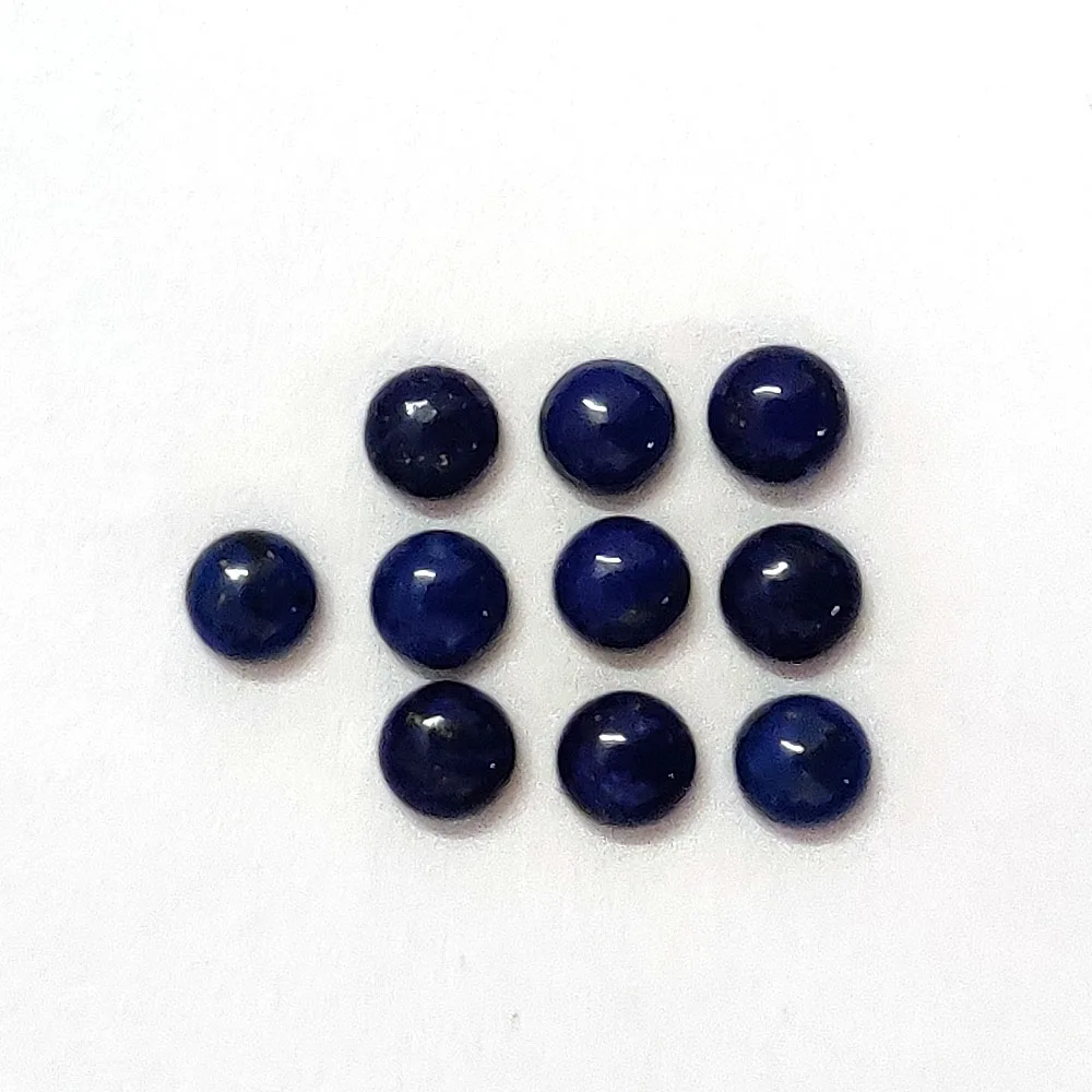 Natural Lapis Lazuli 4mm round cabochon, Navy blue color lapis with golden pyrites 0.35 cts, loose gemstones cab for jewelry