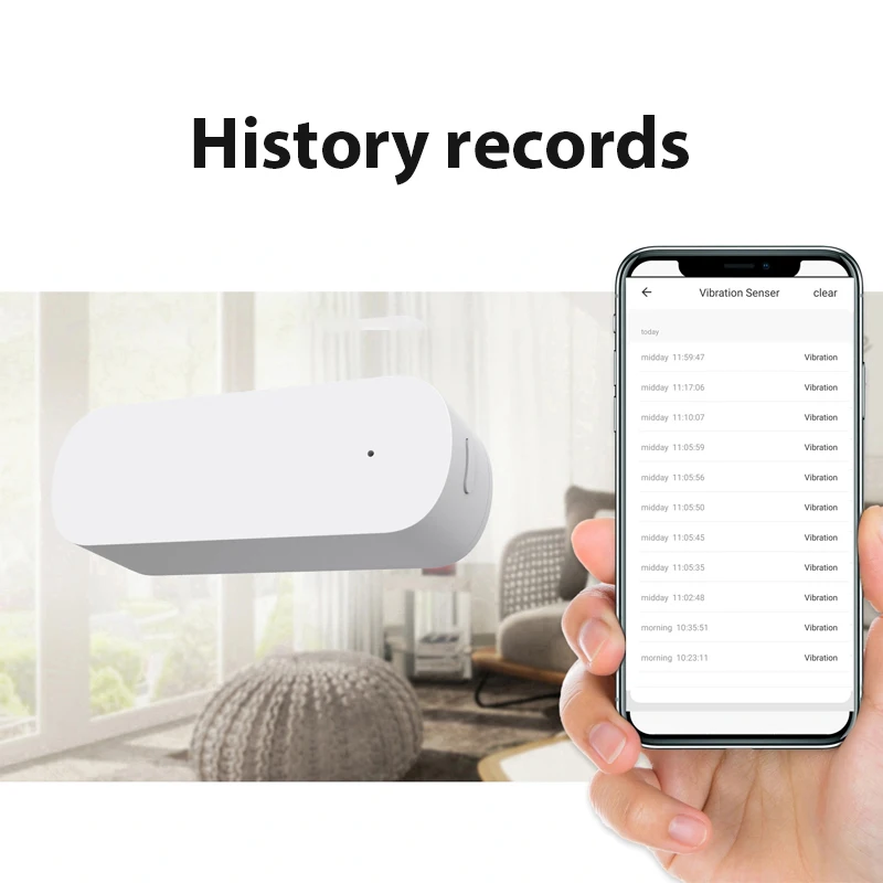 ZigBee Intelligent Detection Real-time Monitoring Smart Automation Low Power Consumption Vibration Sensor with History Records
