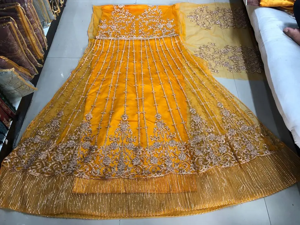 Индийская модная Мода для женщин длинное шелковое платье Banglory с вышивкой Anarkali Kurti Dupatta одежда свадебных вечеринок костюм