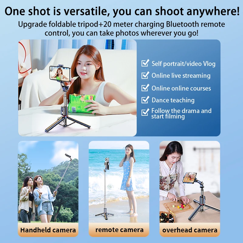 Wholesale 2024 Trend Products Wireless Blue-Tooth Travel Extension Filler Light Selfie Stick Outdoor Mobile Selfie Live Video