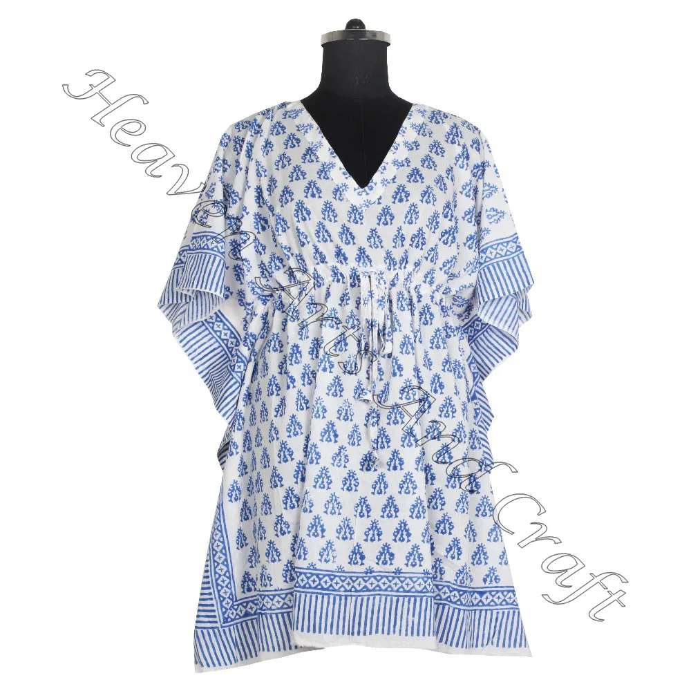 New 100% Cotton Party Wear Casual Dress Office Wear Hand Block Print Muslim Dress Clothes Women Short Kaftan Best Gift for Her