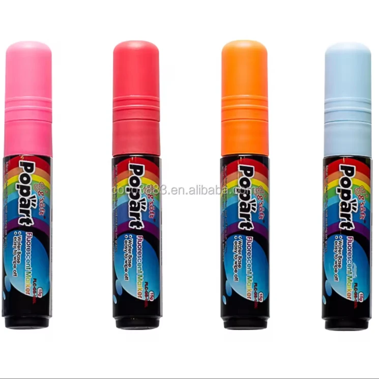 Fluorescent color Flat Nib 10 mm Water based Erasable Liquid Chalk Marker 50 colors