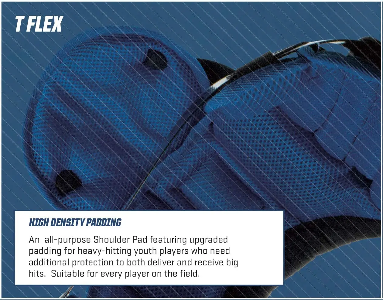 American Football T-Flex Youth Shoulder Pad high-impact dual density foam protection for heavy hitting football player in game