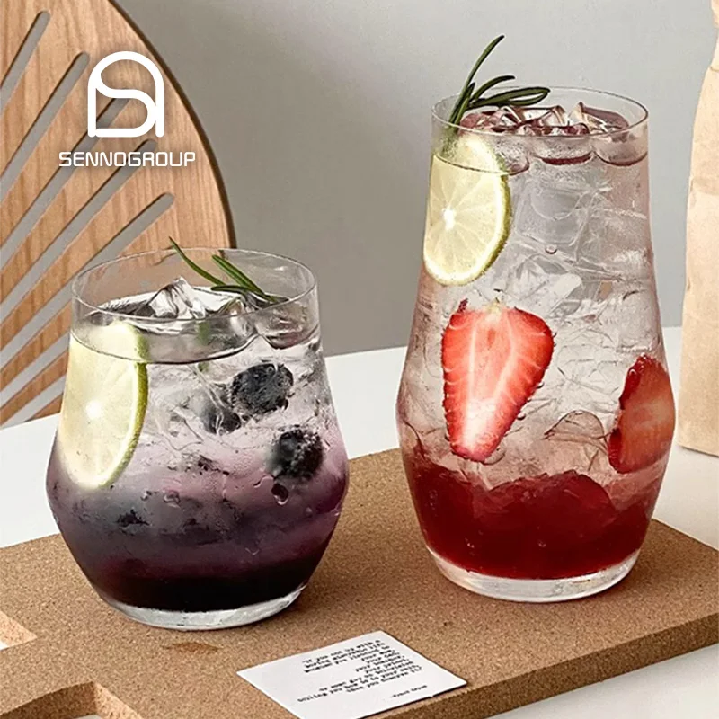 Classic Design Transparent Mojito Juice Flute Brandy Whiskey Glass Thin Cocktail Glass