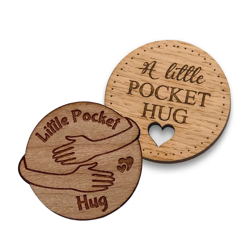 eco friendly souvenir gifts custom wooden token coin wood pocket hug