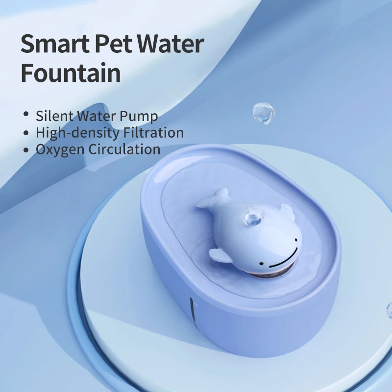Cat Water Fountain for Drinking 2L Automatic Pet Fountain Dispenser with Replacement Filters Adjustable Pump for Cats Puppy
