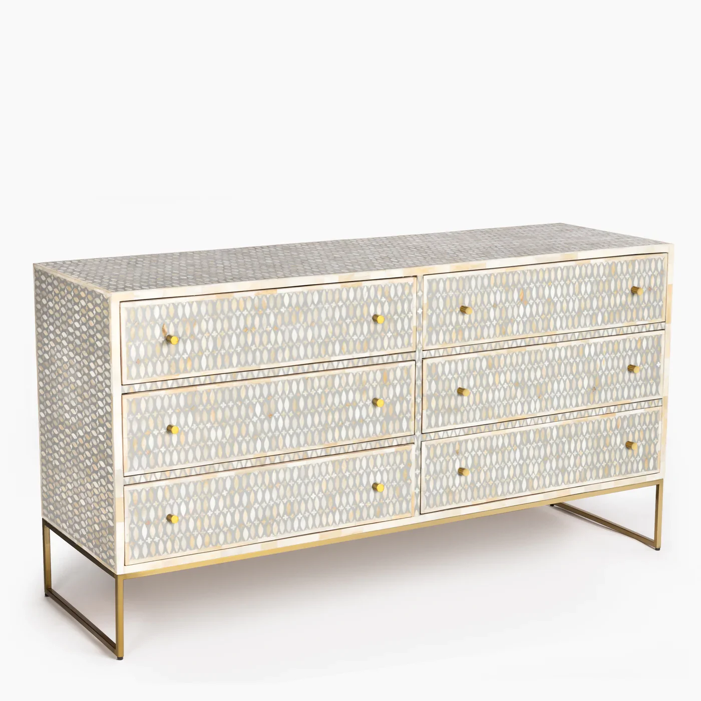 Home Decor Furniture Bone Inlay Drawer Chest Floral Multi Color Bone Inlay Table Top Bone/Mother Of Pearl Inlay Drawer Chest