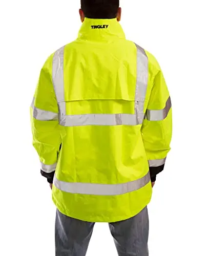 Safety Jacket  High Visibility Jacket With Attached Hood, Small, Fluorescent Yellow-Green/Black