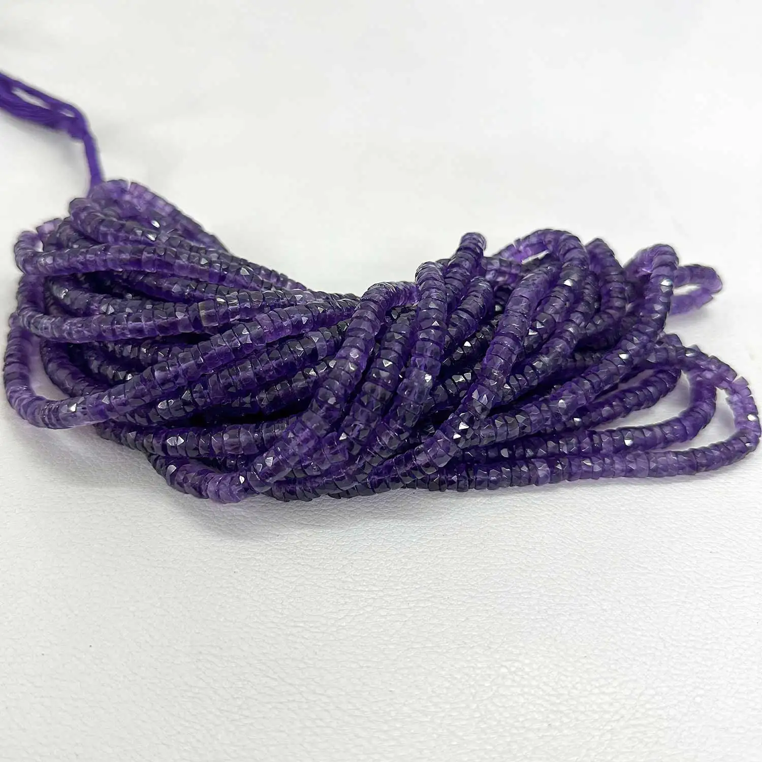 6mm 7mm Purple African Amethyst Faceted Heishi Tyre Wholesale Gemstone Beads Necklace Manufacturer Shop Online Now Factory Price