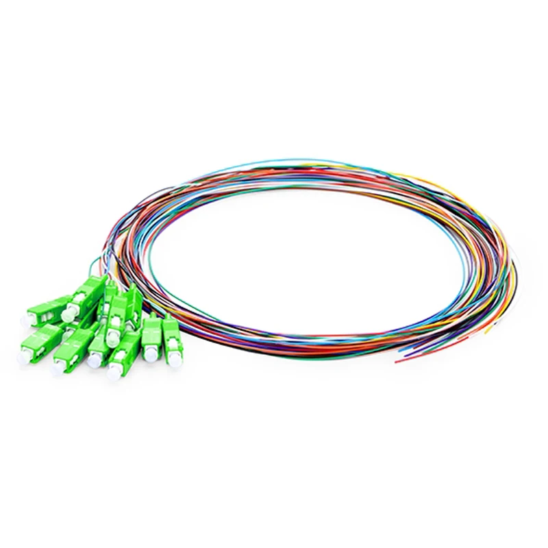 FTTH Fiber Optic Pigtail Price SC APC 0.9mm 1m 9/125 PVC LSZH Fiber Optical 12 Core Fiber Pigtails