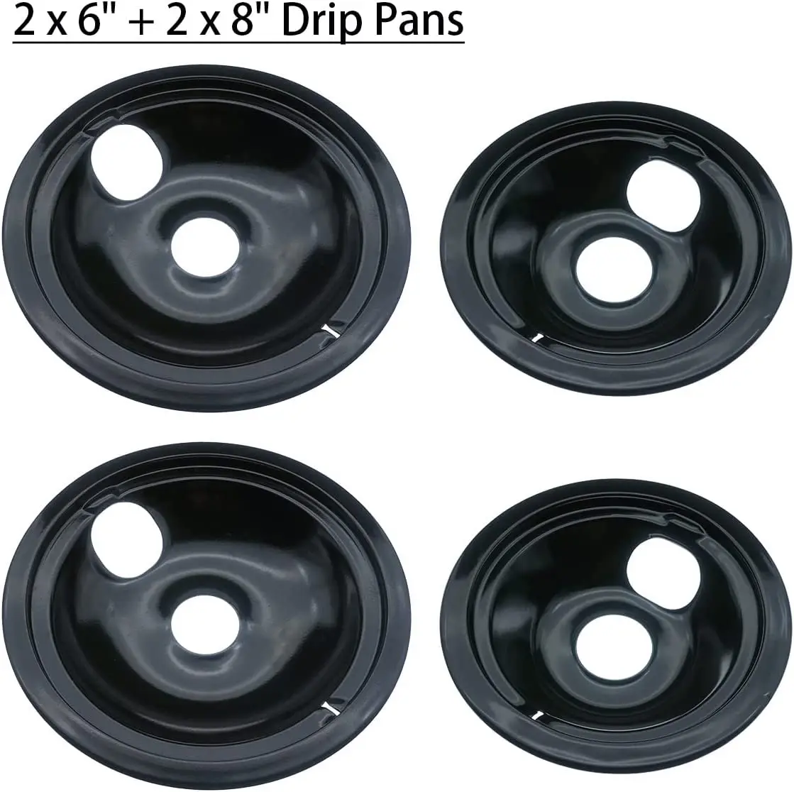 WB31M20 WB31M19 Porcelain Drip Pans and WB30M1 WB30M2 Electric Range Stove Burner Set, Replacement for G. E Hotpoint Range Stove