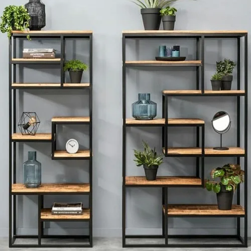 6 Tier Bookshelf Shelves Bookcase combine with metal and wood display shelves for bedroom Vietnam manufacturer