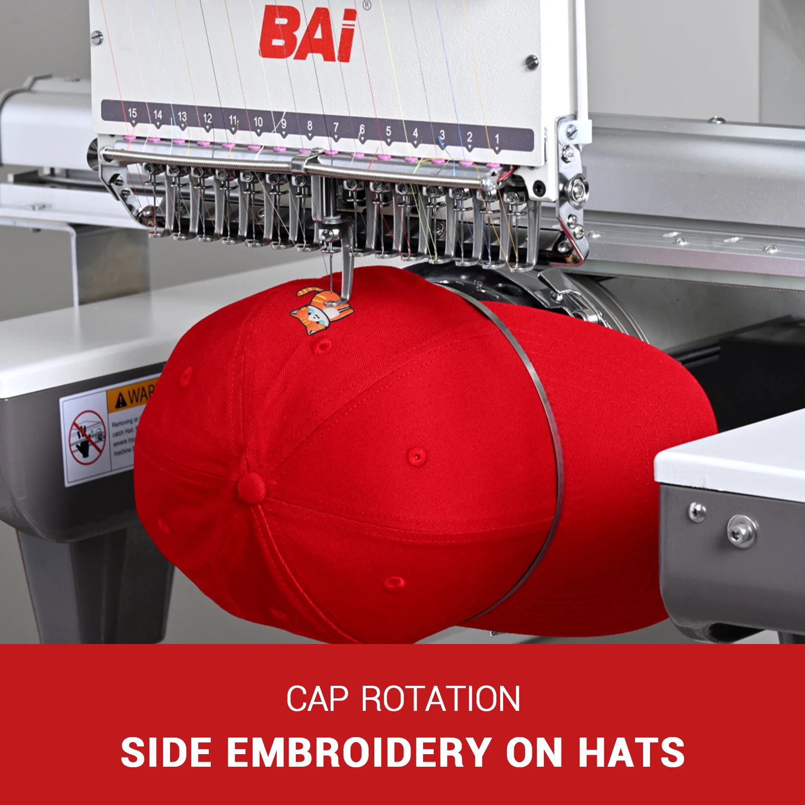 BAi single head automatic multi needles custom t-shirt jersey logo patch embroidery machine