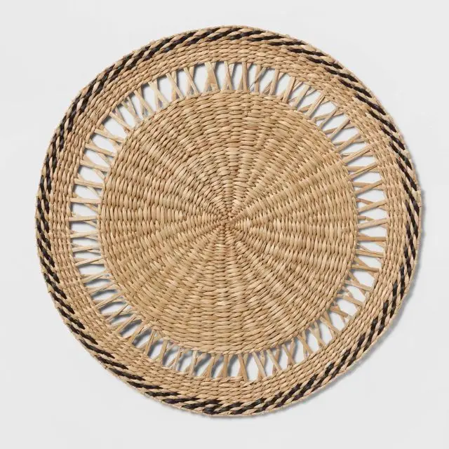 Natural Round Seagrass Placemat Hand-braided Dining Table Mat With Multifunction Rustic Wicker Plate Holder For Table Decoration