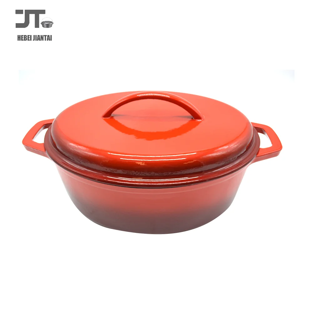 Enameled Oval Cast Iron Dutch Oven with Handle 4-Quart Casserole Pot with Lid Roaster for Bread Baking Cookware for Household