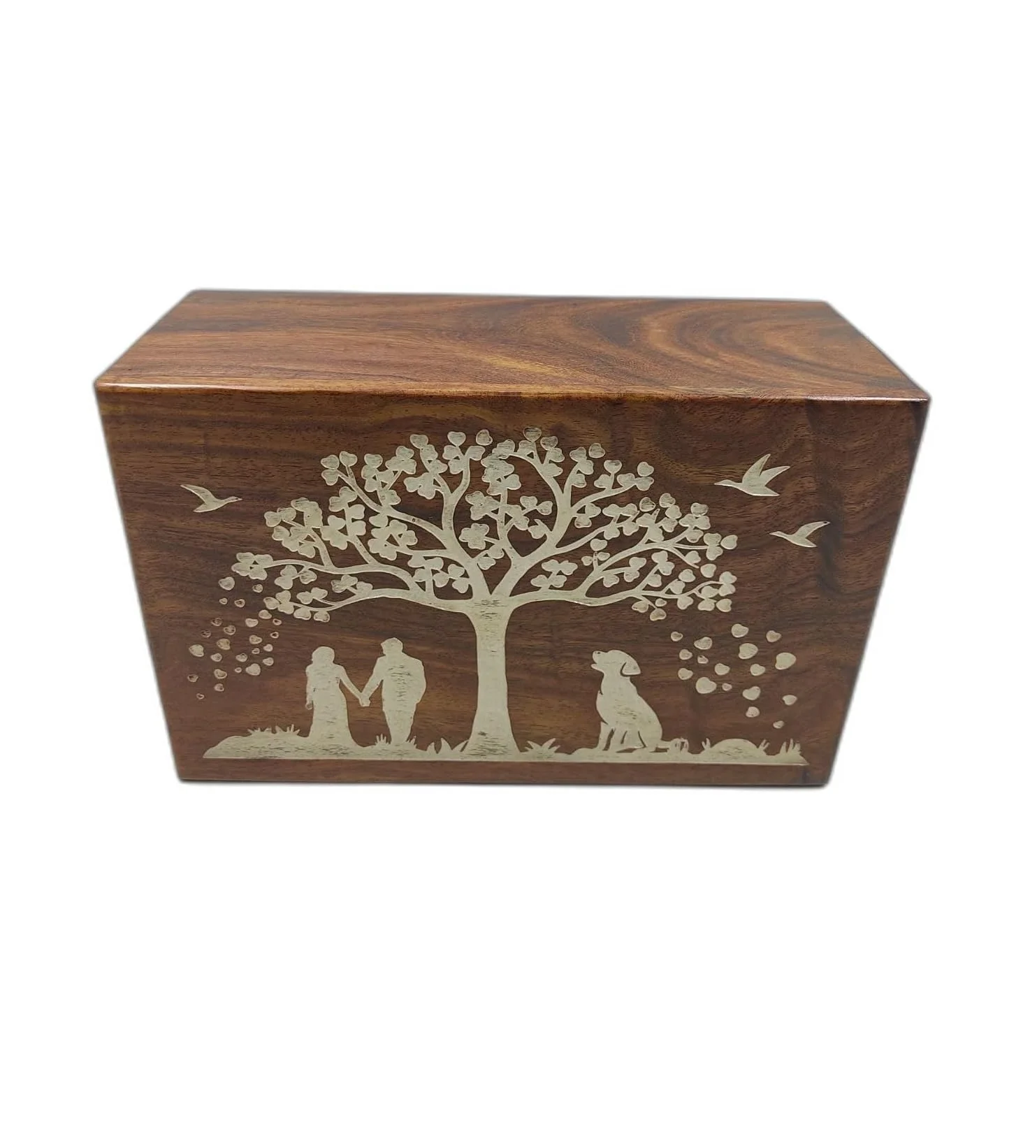 Decorative Urns Wooden Ashes Storage Box Loving Movement Tree Engraving Large Personalized Urn for Ashes Rosewood