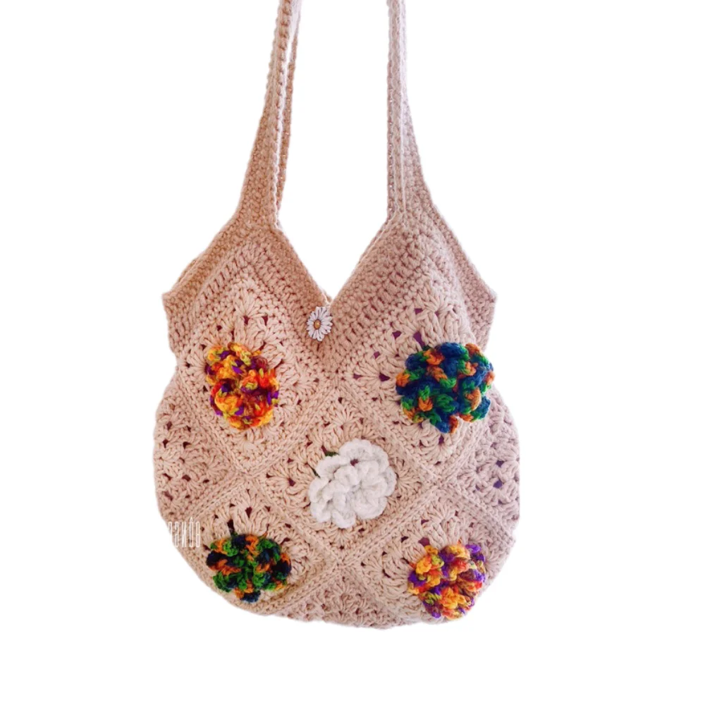 Crochet Multi Color Flower Pattern Custom Handmade Crochet Tote bags and Beautiful Gifts Bag macrame Bag made in Viet Nam