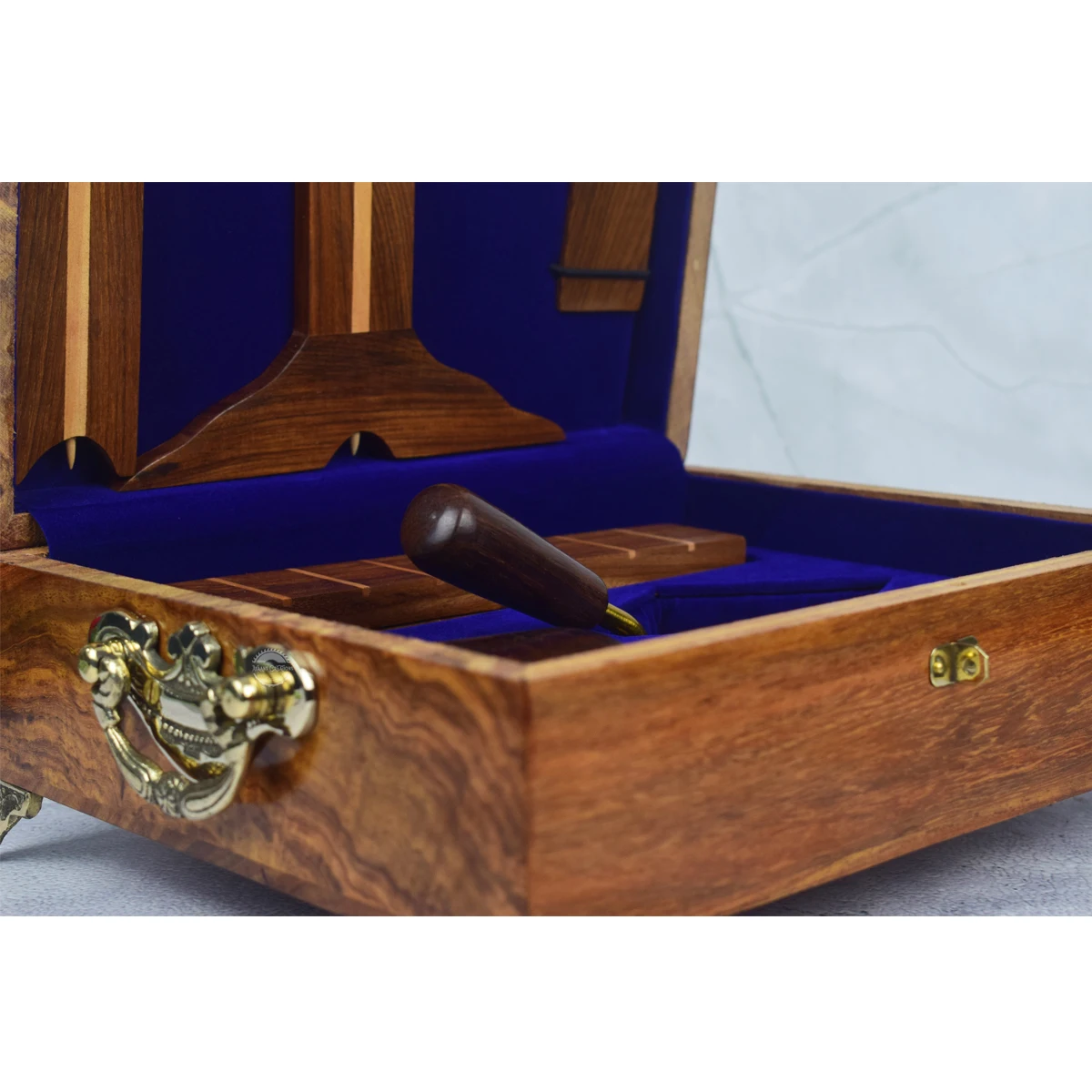 Luxury Roosewood Wooden Masonic working Tools set Wooden Wooden-Plumb-Square-and-Rule-with Golden Trowel with THE MASON LOGO