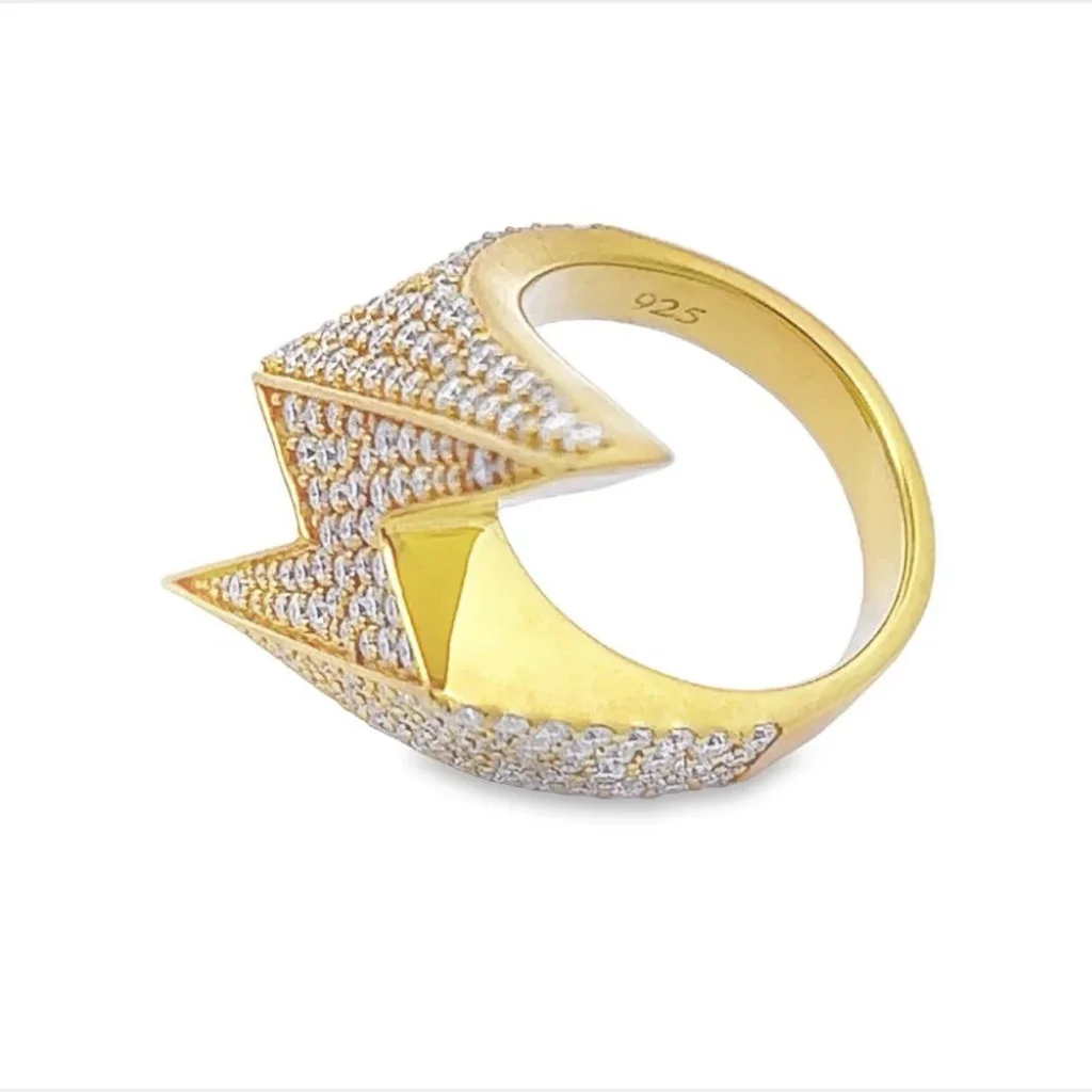 Hip Hop Jewelry 14K Gold VVS Lab Grown Diamond Lightning Engagement Wedding Ring For Men