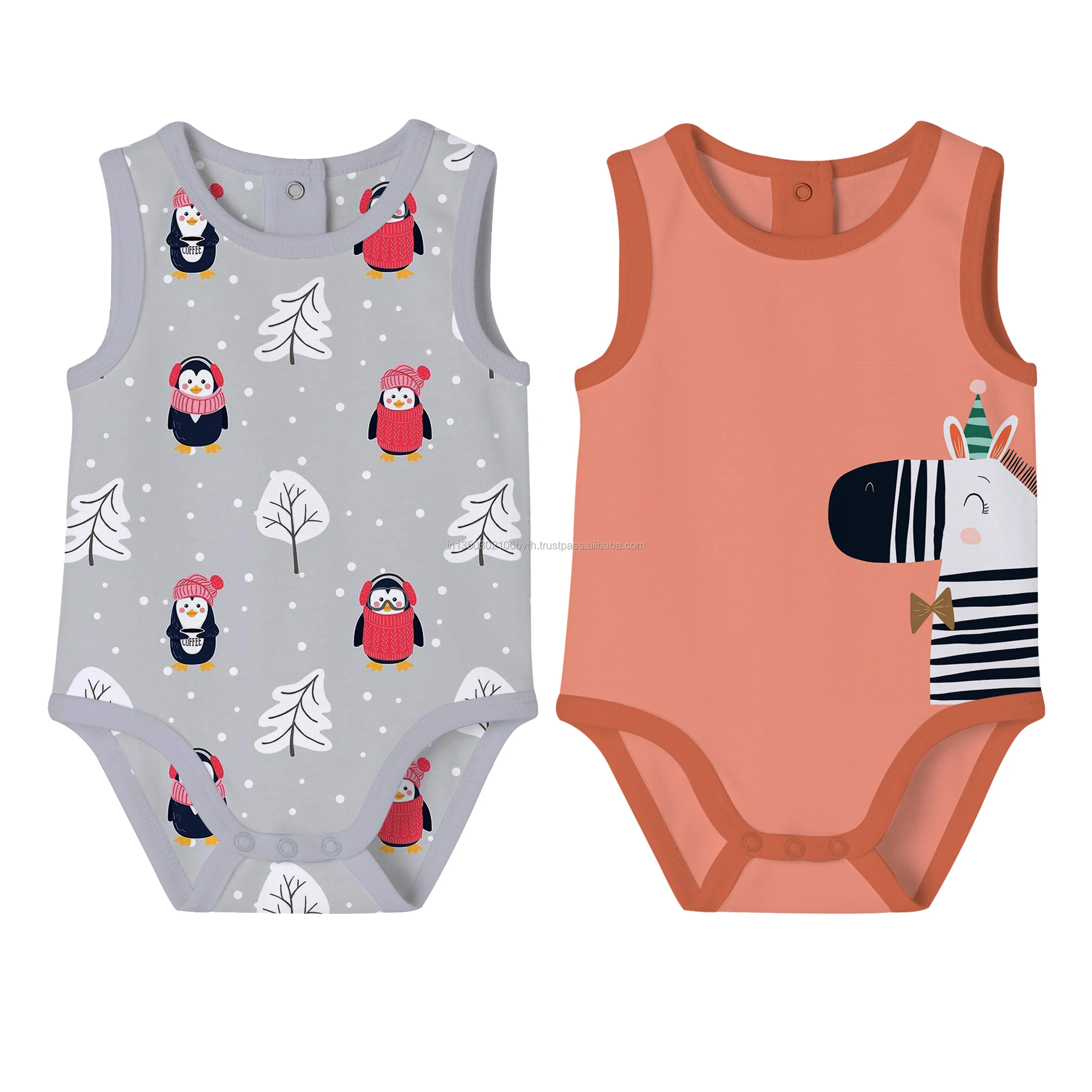 Premium Quality Unisex 100% Cotton Knitted Bamboo Fabric Romper Custom Size Print Pattern Baby Clothing 3 Years+ Export India