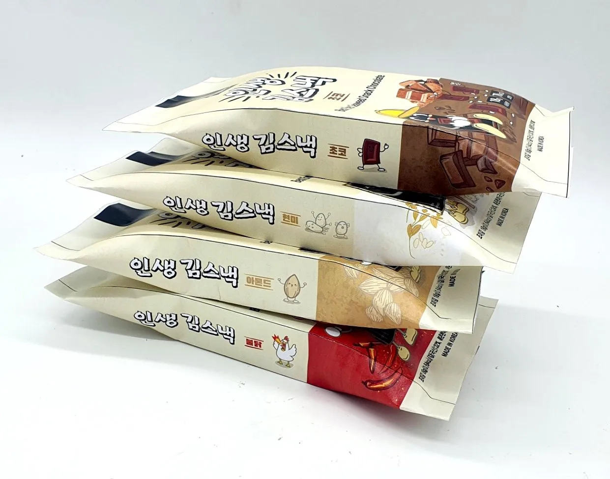 seaweed laver snack made in Korea 18g Almond Spicy Chicken Brown Rice Chocolate