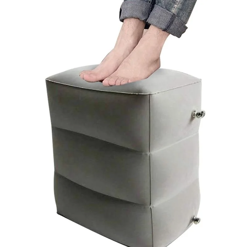 PVC flocking Height Adjustable inflated footrest cushion Office Home Airplane footrest
