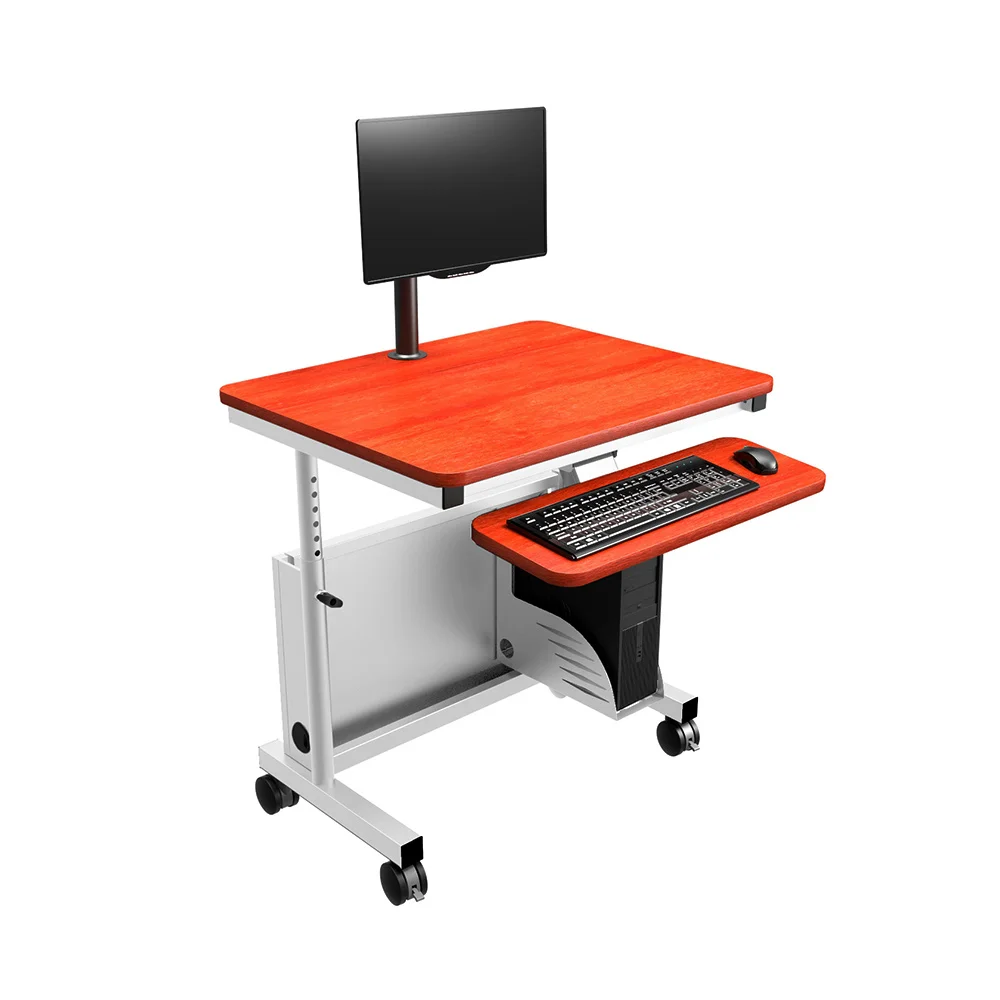 VersaDesk Deluxe Height Adjustable Computer Table Cherry Surface/ White Frame