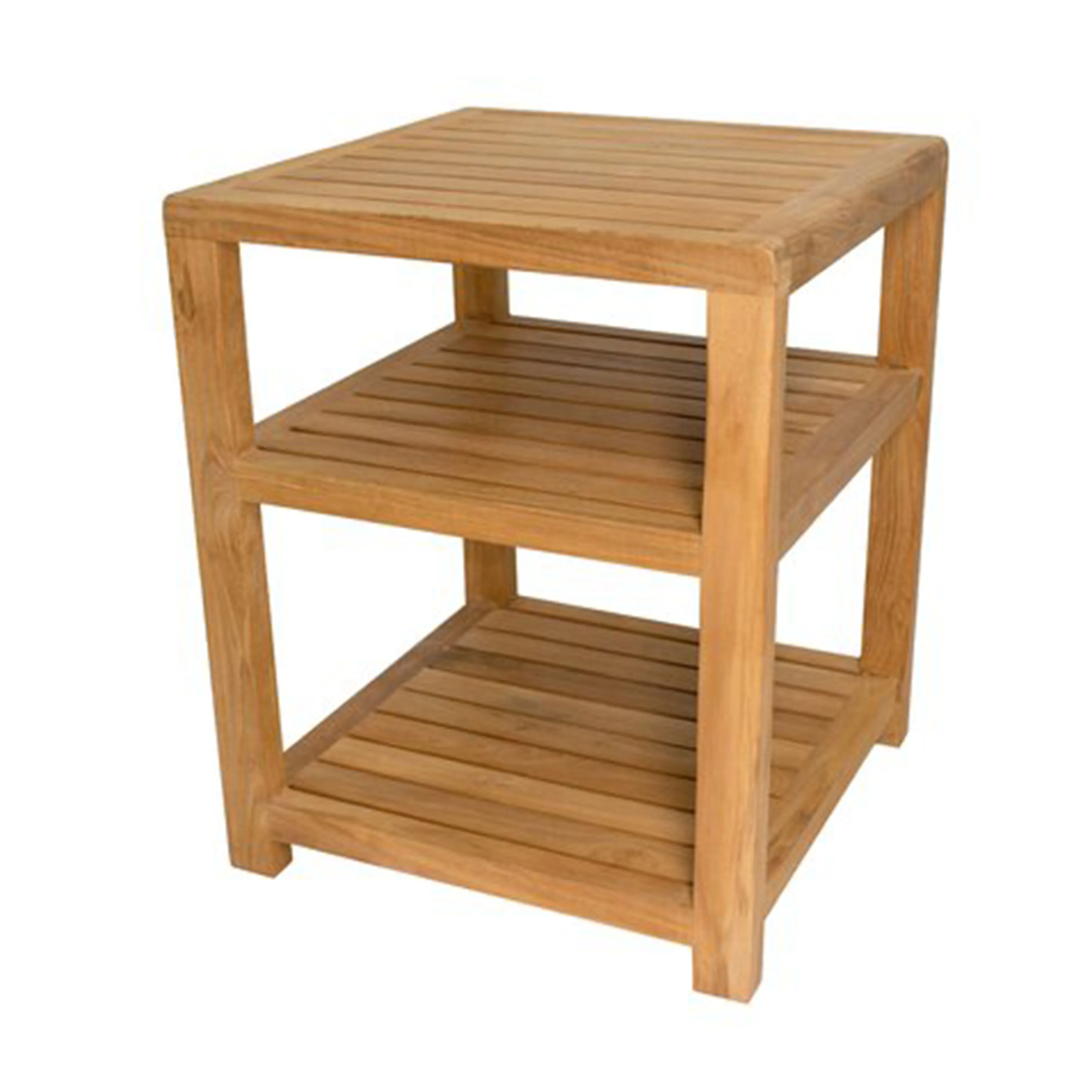 Shower Bench Solid Teak Wood Natural Finish Cristy