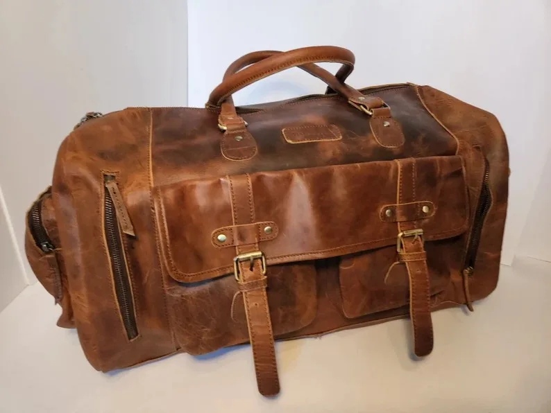 Distressed Leather Duffel Bag Travel Essential Spacious Wholesale Manufacturers Carry On Laptop Accessory clothes Gym Bag