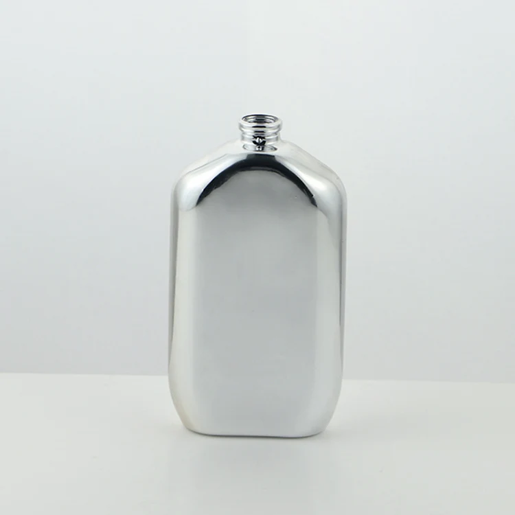 Custom Flat Square Silver Color 50ml 100ml Perfume Bottle with Mist and Cover Cosmetics Empty Bottles with No-leak Cap